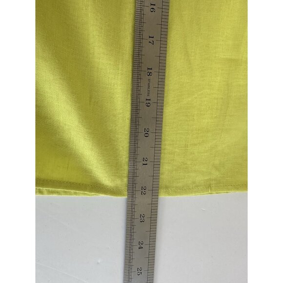 LOFT Womens Top Petite MP Neon Grn Linen Blend Tie Neck Puff Sleeve Peasant Boho - Picture 12 of 12